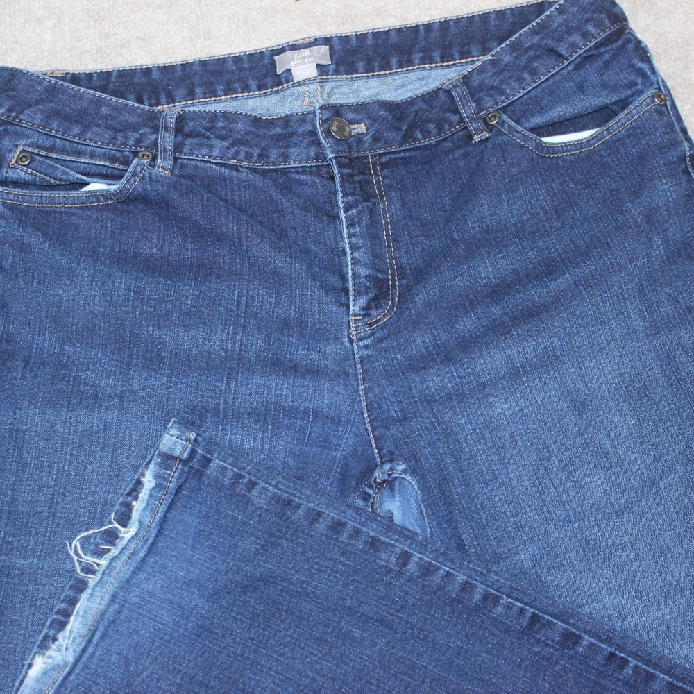 J. Jill Bootcut Jeans Womens 14 Dark Wash Stretch Denim Blue Mid Rise Classic